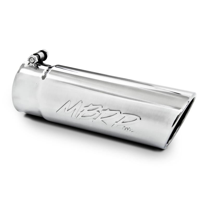 MBRP Universal Tip 6in OD 5in Inlet 15.5in Length 30 Deg Bend Angled Rolled End T304