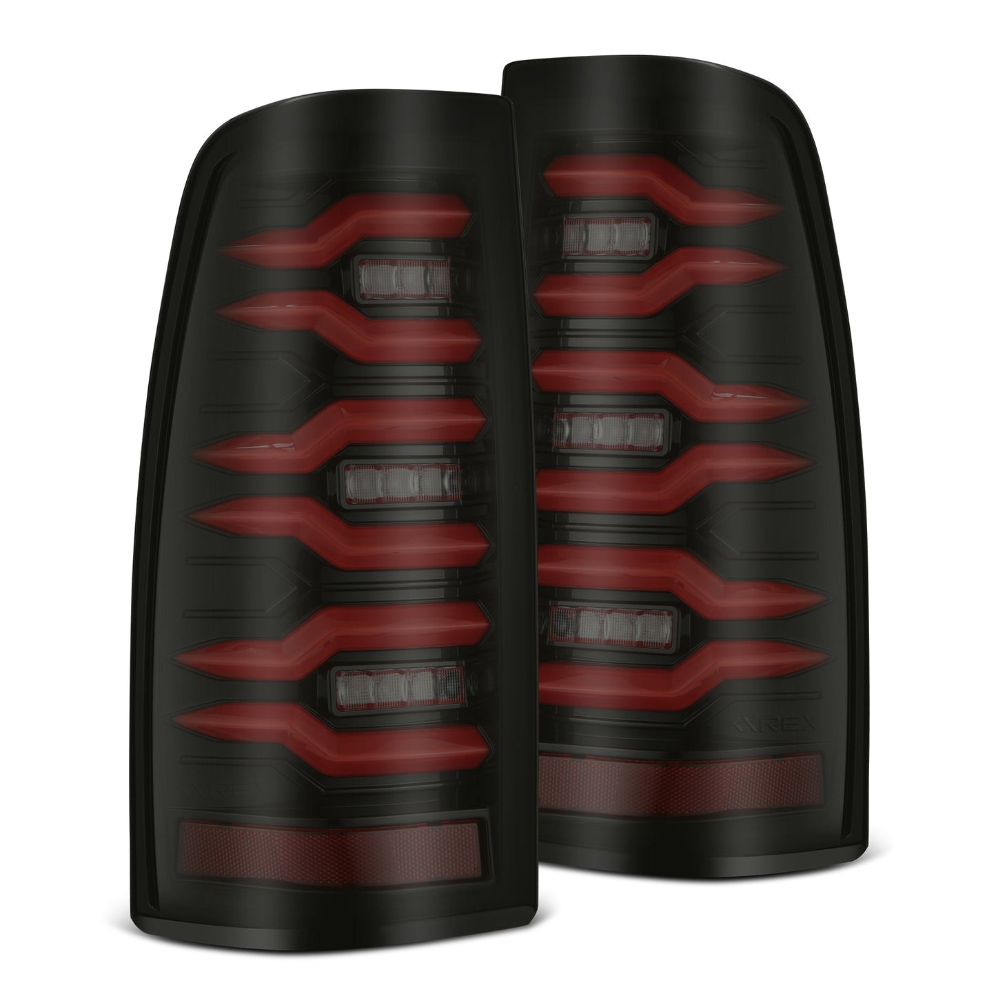 AlphaRex 99-06 Chevrolet Silverado/99-06 GMC Sierra LUXX-Series LED Tail Lights - Black/Red