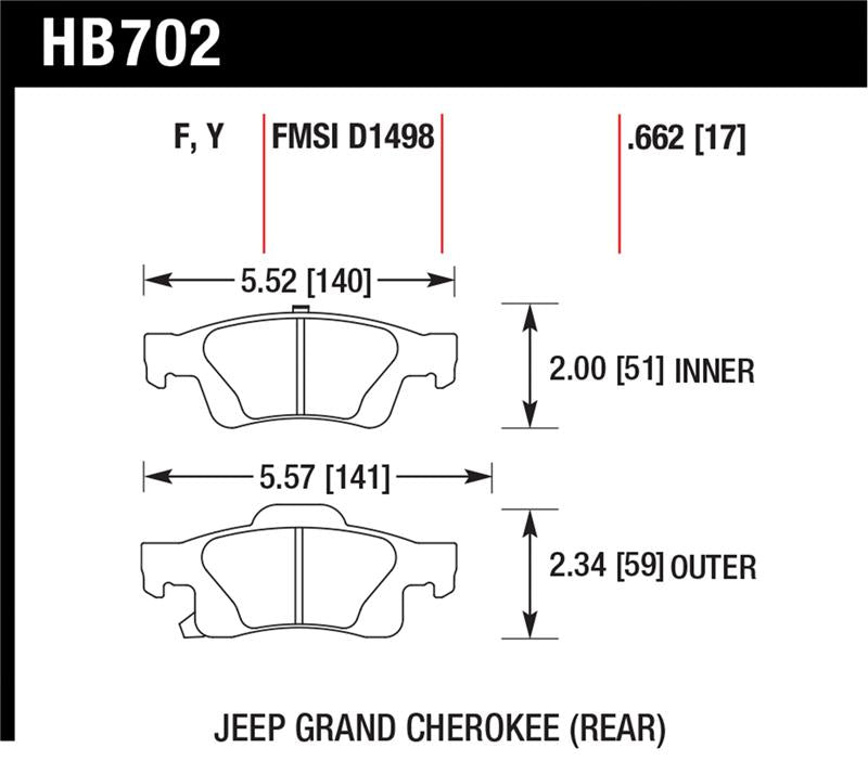 Hawk 11-12 Dodge Durango / 11-12 Jeep Grand Cherokee LTS Rear Street Brake Pads