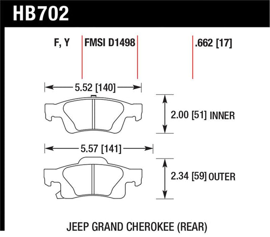 Hawk 11-12 Dodge Durango / 11-12 Jeep Grand Cherokee LTS Rear Street Brake Pads