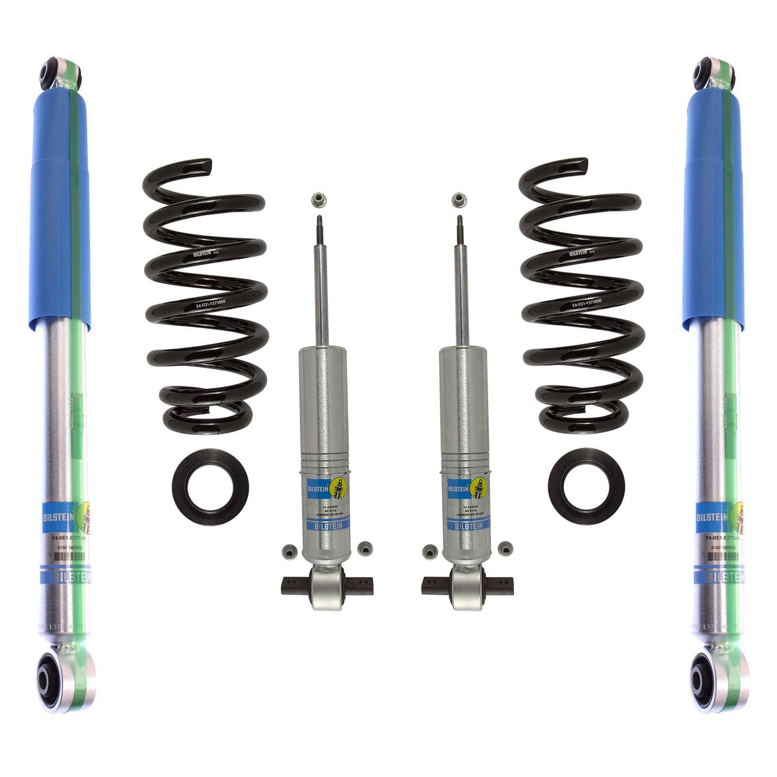 Bilstein 6112 Strut & Spring + Rear B8 5100 Shocks Set w/0-1.85" lift - 2007-2013 GMC Sierra 1500 4WD V8