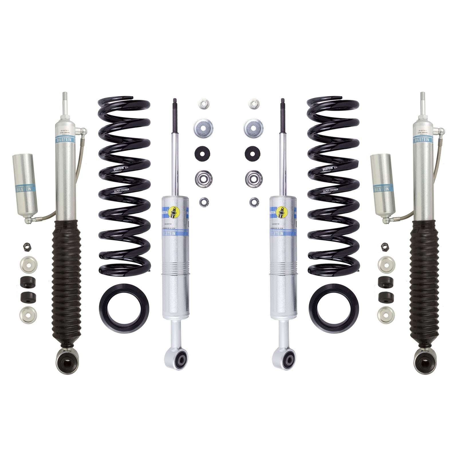 Bilstein 6112 Strut & Spring + Rear B8 5160 Reservoir Shocks Set w/1.2-2.2" lift - 2007-2009 Toyota FJ Cruiser Heavy Load 4WD Front Heavy Load
