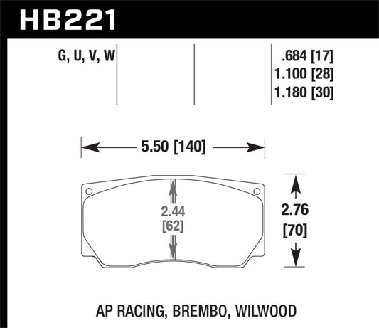 Hawk DTC-60 AP Racing/Alcon HB110 w/42mm Rad Depth Racing Brake Pads