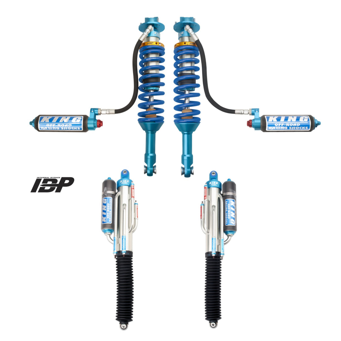 King Shocks 3.0 Performance Coilovers w/ Adjustable Remote Fin Reservoir + Rear Adj Reservoir Shocks Set - 2017-2020 Ford Raptor 4WD