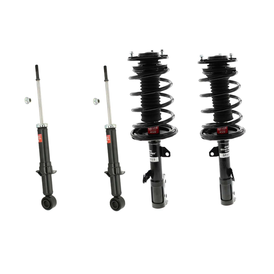 KYB Strut Plus Shocks & Spring Assembly + Rear Excel-G Shocks Set - 2004-2009 Toyota Prius FWD