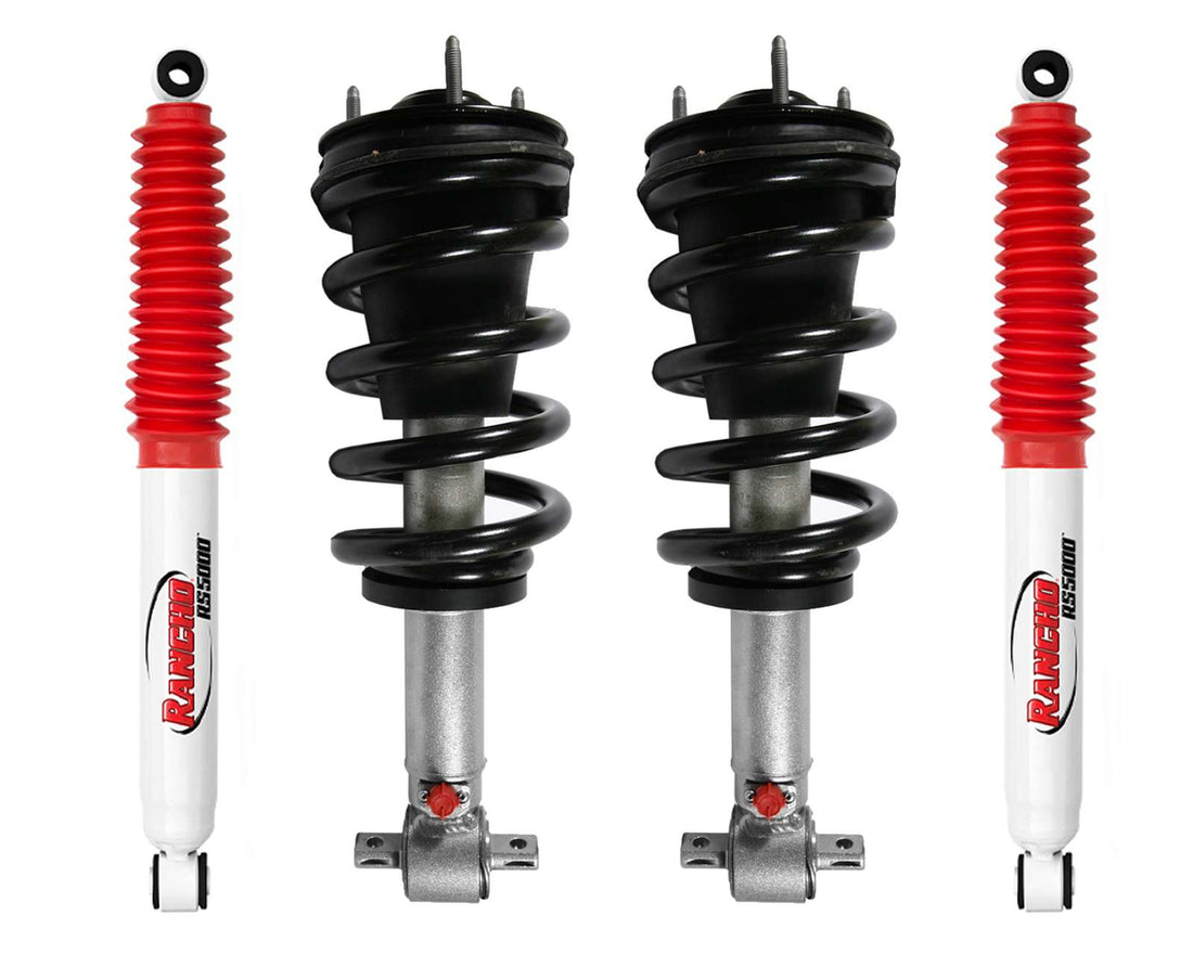 Rancho Quicklift Leveling Strut + Rear RS5000x Gas Shocks Set w/2" lift - 2007-2013 Chevrolet Silverado 1500 4WD RWD