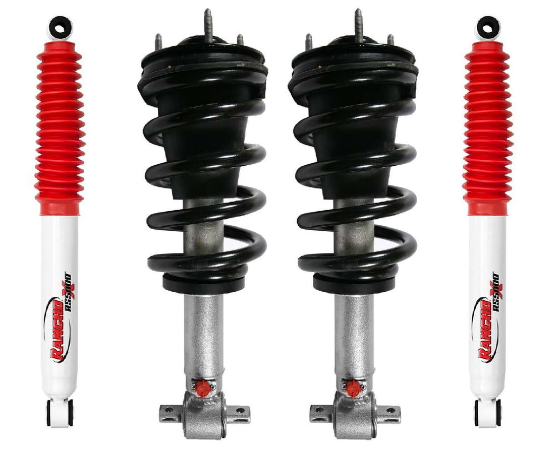 Rancho Quicklift Leveling Strut + Rear RS5000x Gas Shocks Set w/2" lift - 2007-2014 GMC Yukon XL 1500 4WD RWD