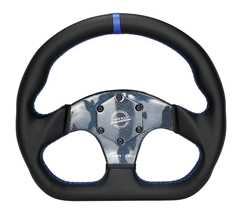 NRG FLAT BOTTOM CARBON FIBER CENTER LEATHER STEERING WHEEL
