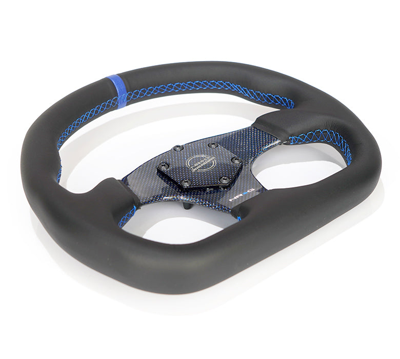 NRG FLAT BOTTOM CARBON FIBER CENTER LEATHER STEERING WHEEL