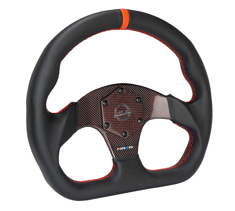 NRG FLAT BOTTOM CARBON FIBER CENTER LEATHER STEERING WHEEL