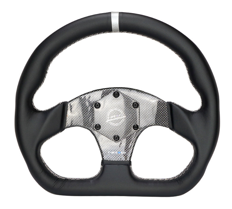NRG FLAT BOTTOM CARBON FIBER CENTER LEATHER STEERING WHEEL