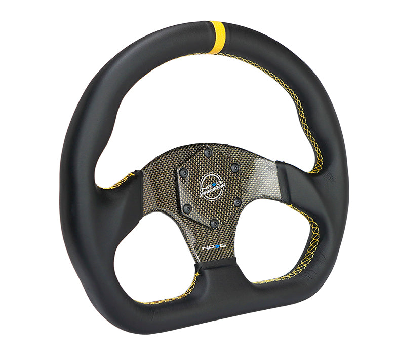 NRG FLAT BOTTOM CARBON FIBER CENTER LEATHER STEERING WHEEL