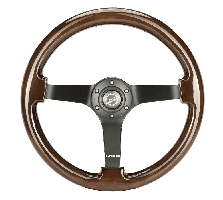 NRG Reinforced Steering Wheel (350mm / 3in. Deep) Classic Blk Sparkle w/4mm Neochrome 3-Spoke Center