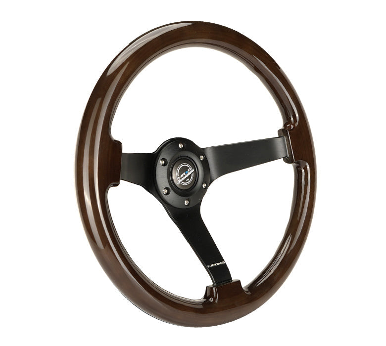 NRG Reinforced Steering Wheel (350mm / 3in. Deep) Classic Blk Sparkle w/4mm Neochrome 3-Spoke Center