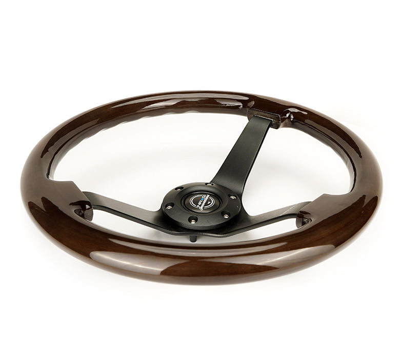 NRG Reinforced Steering Wheel (350mm / 3in. Deep) Classic Blk Sparkle w/4mm Neochrome 3-Spoke Center