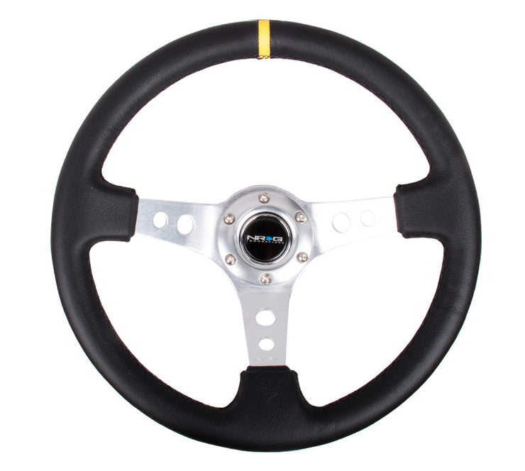 NRG 350MM 3" DEEP DISH WITH HOLES LEATHER