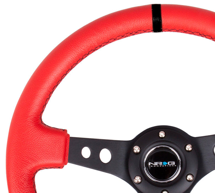 NRG 350MM 3" DEEP DISH WITH HOLES LEATHER