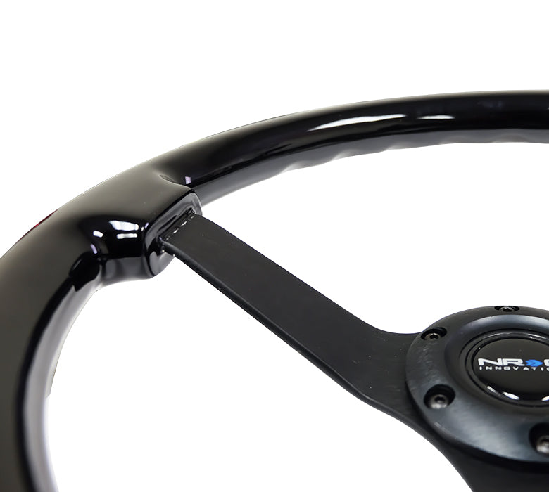 NRG Reinforced Steering Wheel (350mm / 3in. Deep) Classic Blk Sparkle w/4mm Neochrome 3-Spoke Center
