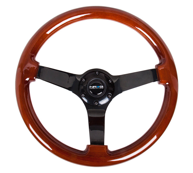 NRG Reinforced Steering Wheel (350mm / 3in. Deep) Classic Blk Sparkle w/4mm Neochrome 3-Spoke Center
