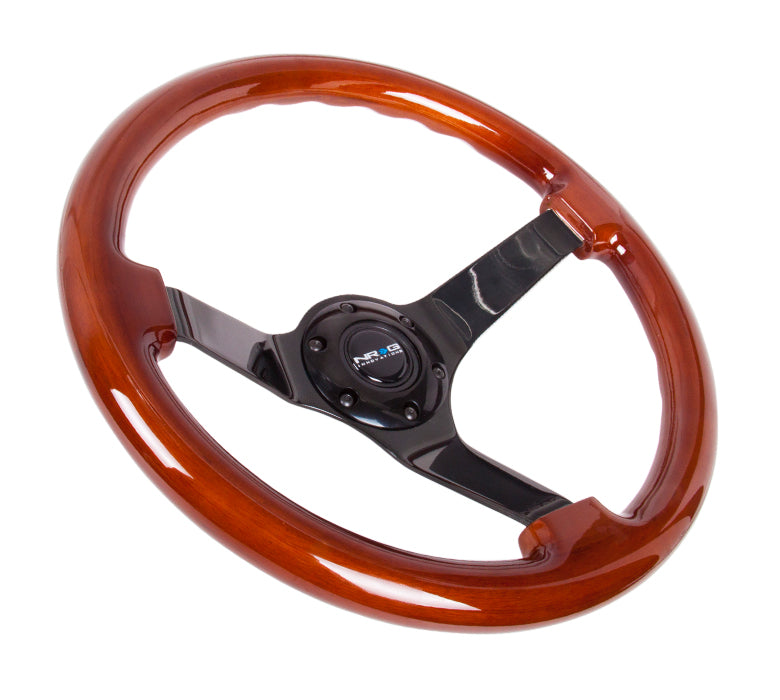 NRG Reinforced Steering Wheel (350mm / 3in. Deep) Classic Blk Sparkle w/4mm Neochrome 3-Spoke Center