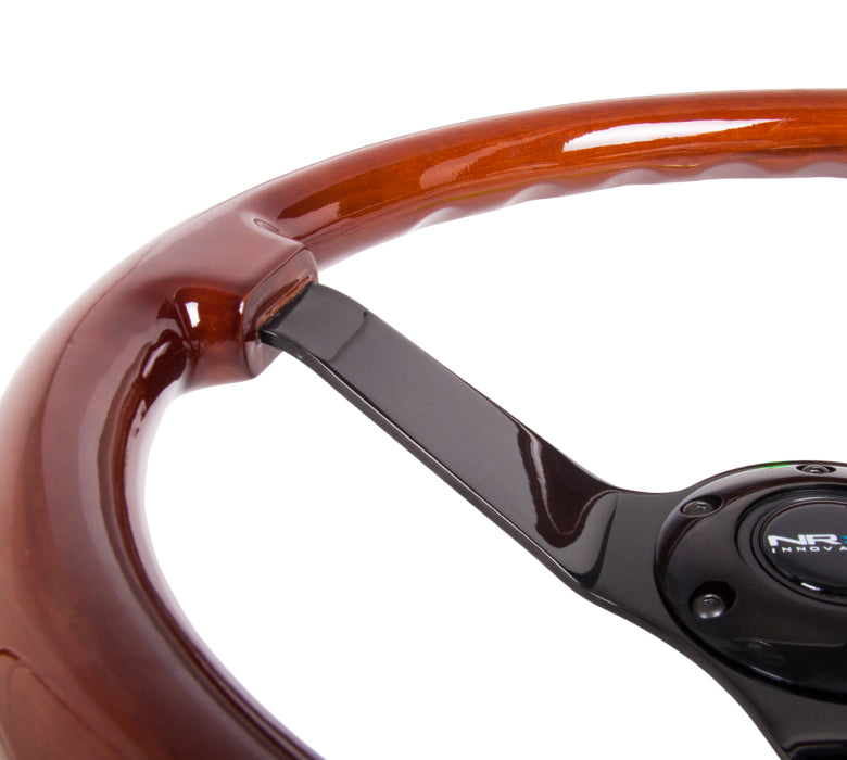 NRG Reinforced Steering Wheel (350mm / 3in. Deep) Classic Blk Sparkle w/4mm Neochrome 3-Spoke Center