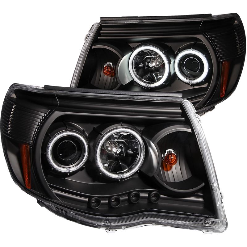 ANZO 2005-2011 Toyota Tacoma Projector Headlights w/ Halo Black