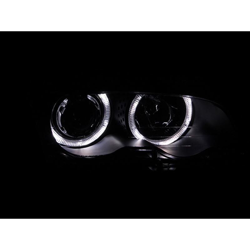 ANZO 1999-2001 BMW 3 Series E46 Projector Headlights w/ Halo Black