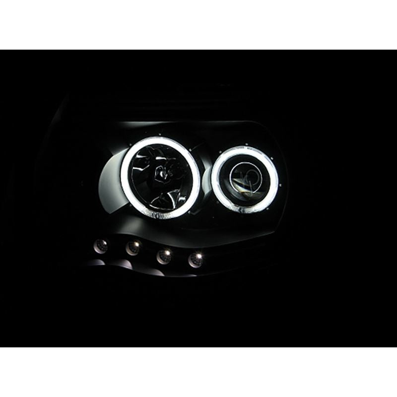 ANZO 2005-2011 Toyota Tacoma Projector Headlights w/ Halo Black