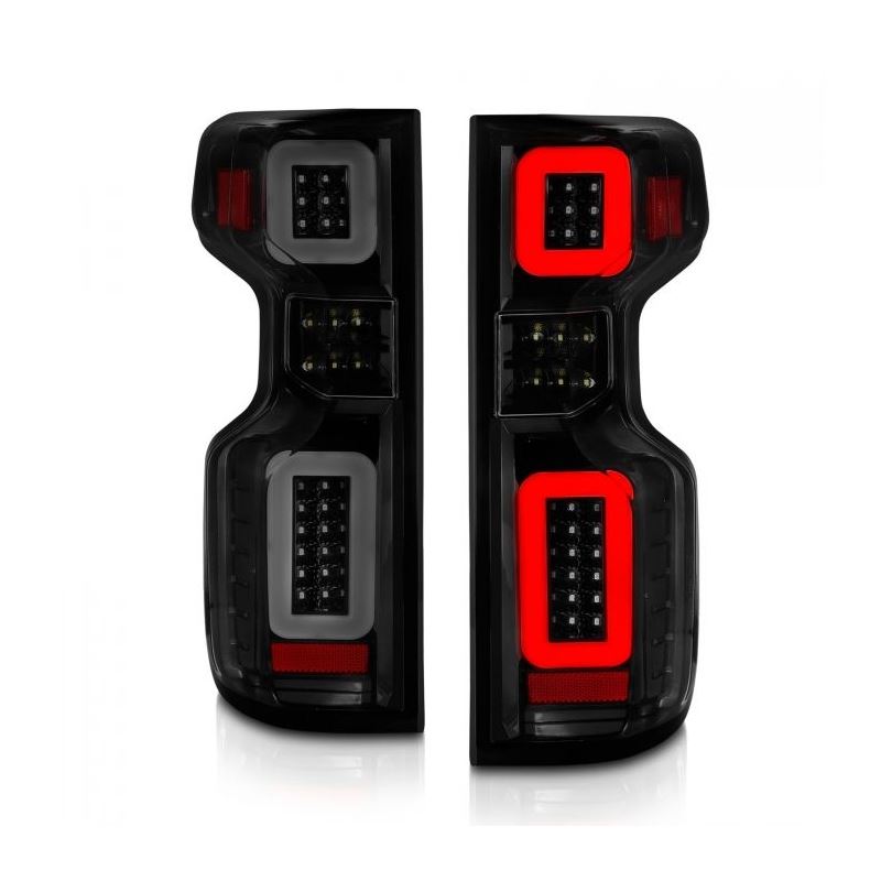 ANZO 19-21 Chevy Silverado Work Truck Full LED Taillights Blk Housing Smoke Lens G2 (w/C light Bars)