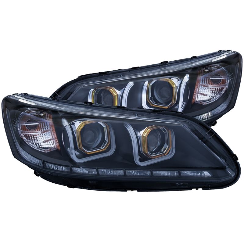 ANZO 2013-2015 Honda Accord (4dr ONLY) Projector Headlights w/ U-Bar Black