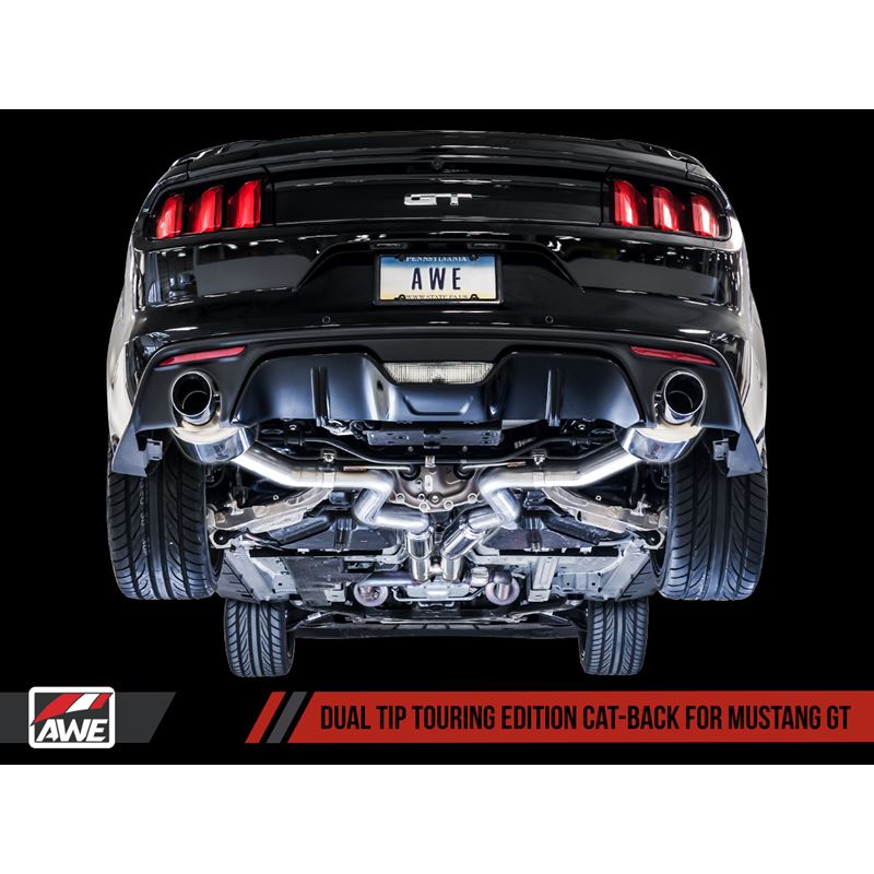 AWE Tuning S550 Mustang GT Cat-back Exhaust - Touring Edition (Chrome Silver Tips)