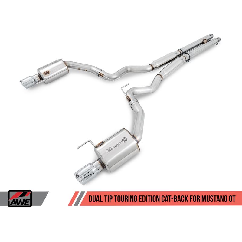 AWE Tuning S550 Mustang GT Cat-back Exhaust - Touring Edition (Chrome Silver Tips)
