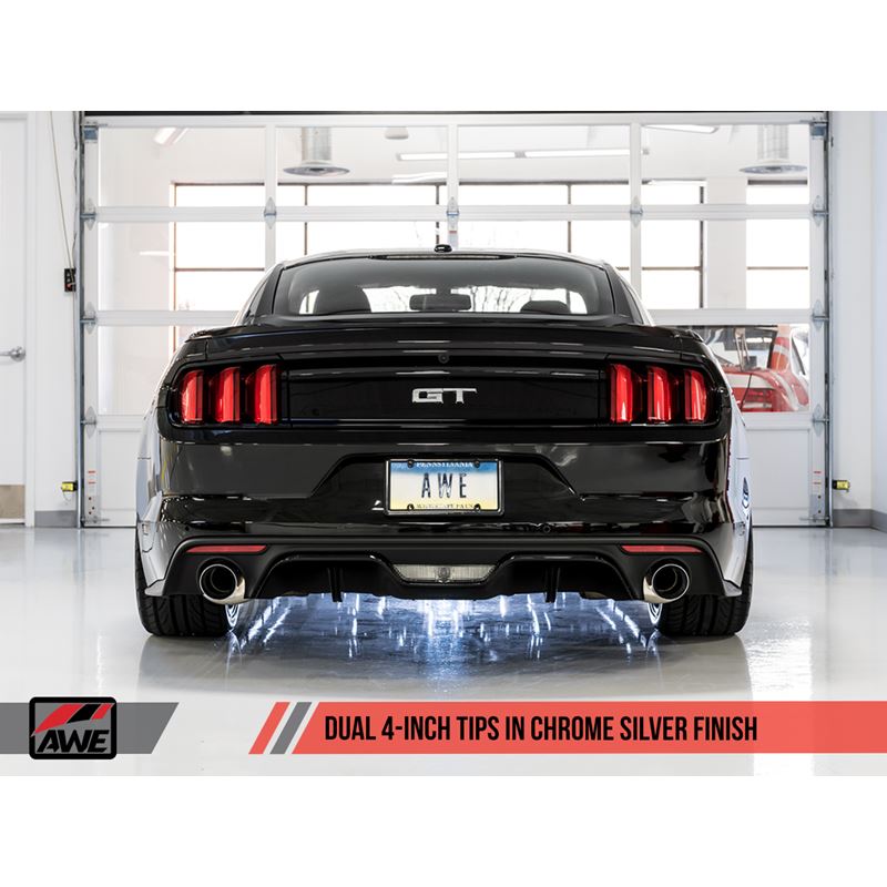 AWE Tuning S550 Mustang GT Cat-back Exhaust - Touring Edition (Chrome Silver Tips)
