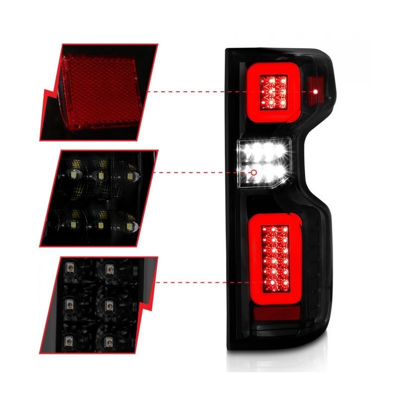 ANZO 19-21 Chevy Silverado Work Truck Full LED Taillights Blk Housing Smoke Lens G2 (w/C light Bars)