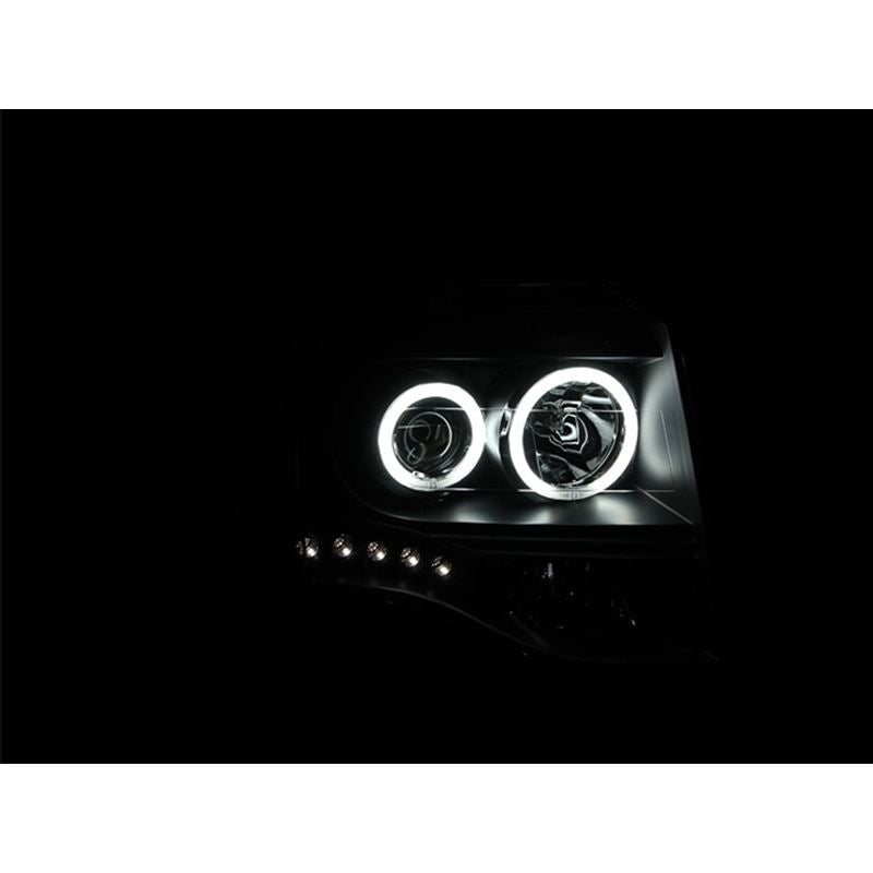 ANZO 2007-2014 Ford Expedition Projector Headlights w/ Halo Black