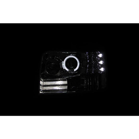 ANZO 1992-1996 Ford F-150 Projector Headlights w/ Halo Black w/ Side Markers and Parking Lights