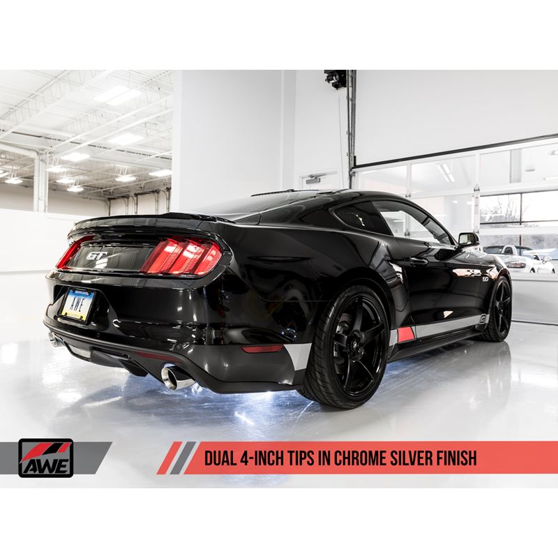 AWE Tuning S550 Mustang GT Cat-back Exhaust - Touring Edition (Chrome Silver Tips)