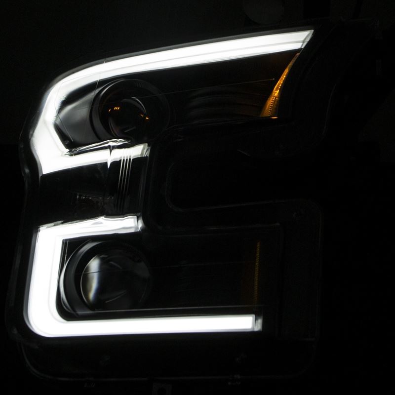 ANZO 2015-2016 Ford F-150 Projector Headlights w/ Plank Style Design Black w/ Amber