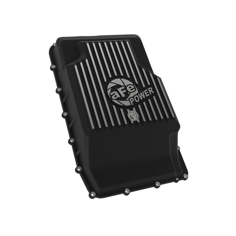 aFe 17-24 Ford F-150 10R60/10R80 Pro Series Rear Transmission Pan Black w/ Machined Fins
