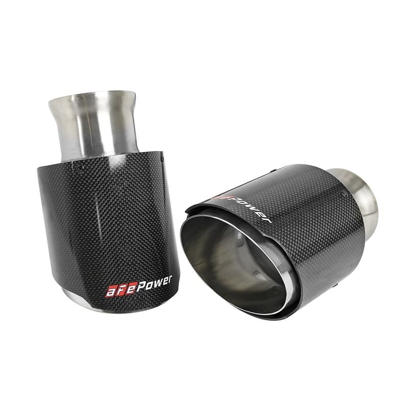 aFe MACH Force-XP 4-1/2in Carbon Fiber OE Replacement Exhaust Tips - 15-19 Dodge Charger/Hellcat
