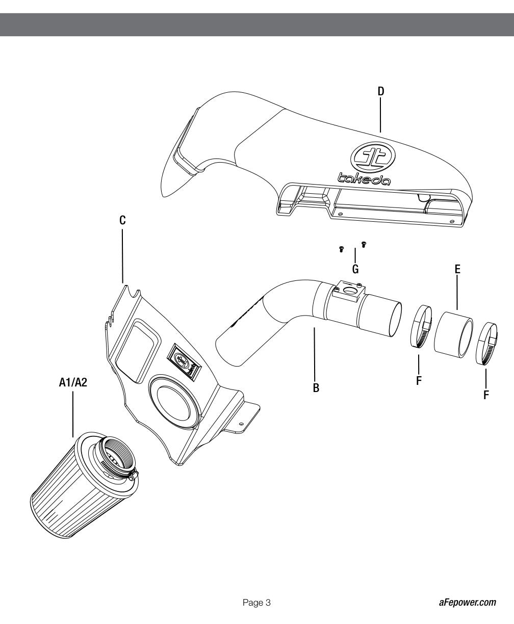 aFe Takeda Stage 2 Pro Dry S Cold Air Intake System 15-17 Subaru STI H4-2.5L (t)