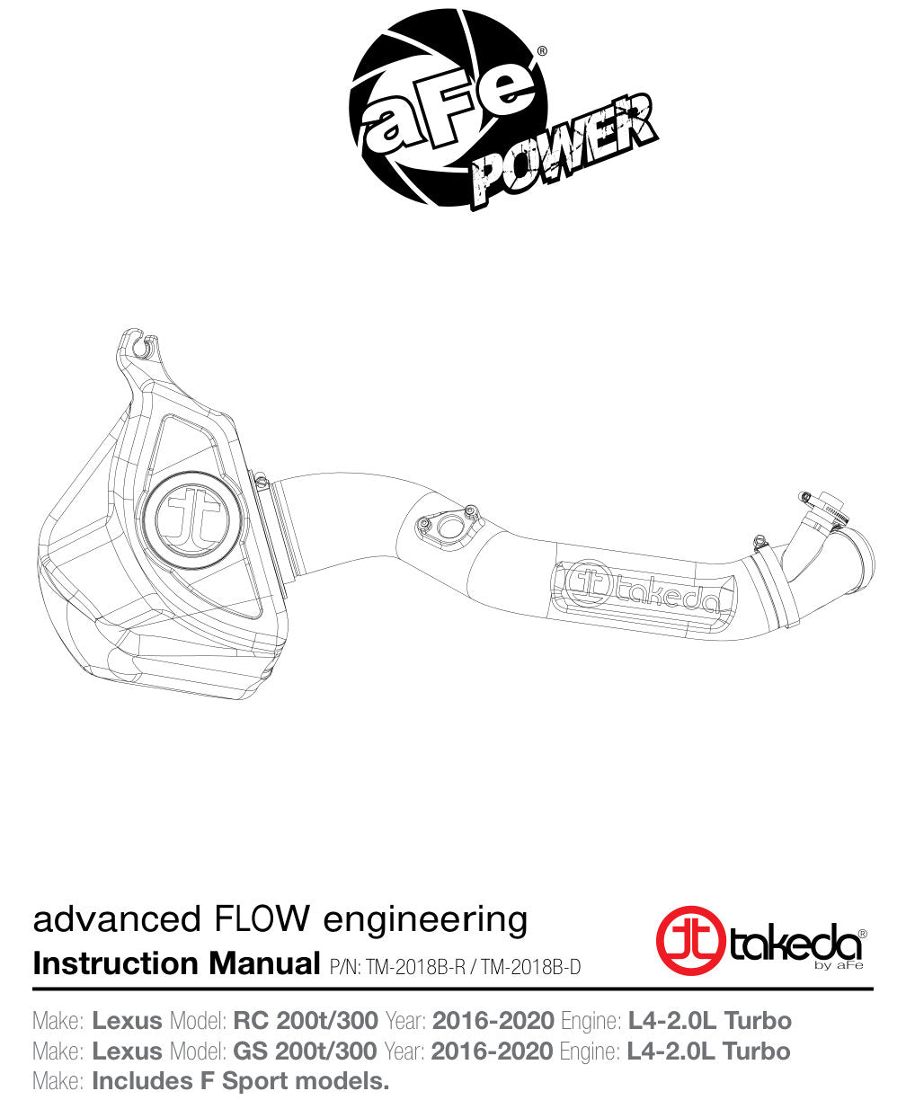 aFe Takeda Momentum PRO DRY S CAIS 16-18 Lexus RC 200t/300 / GS 200t/300 I4-2.0L (t)