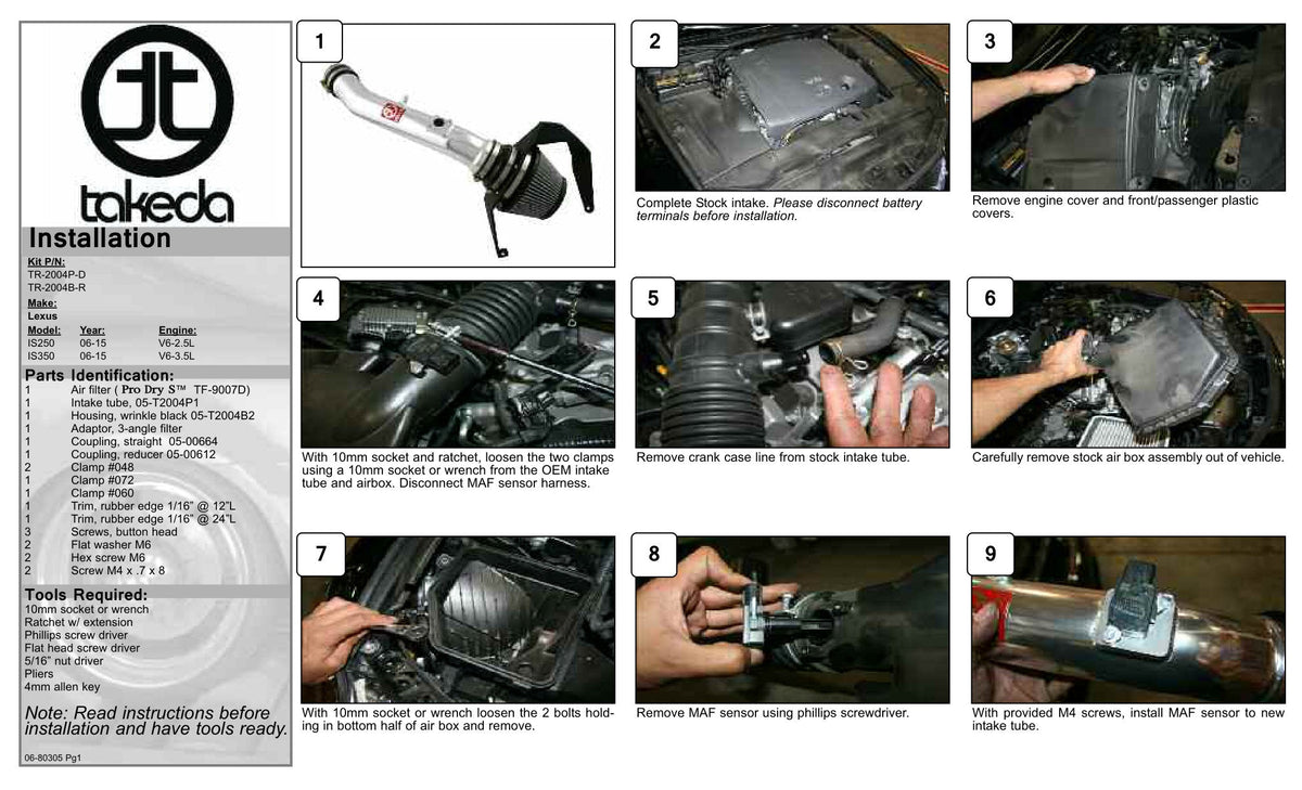 aFe Takeda Intakes Stage-2 Pro Dry S Lexus IS250/350 06-14 V6-2.5L/3.5L (Polished)