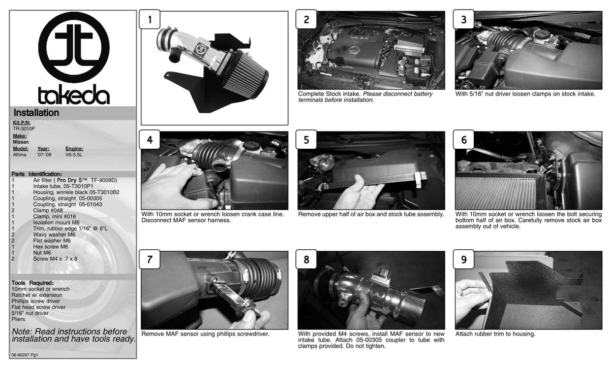 aFe Takeda Intakes Stage-2 PDS AIS PDS Nissan Altima 07-12 V6-3.5L (pol)