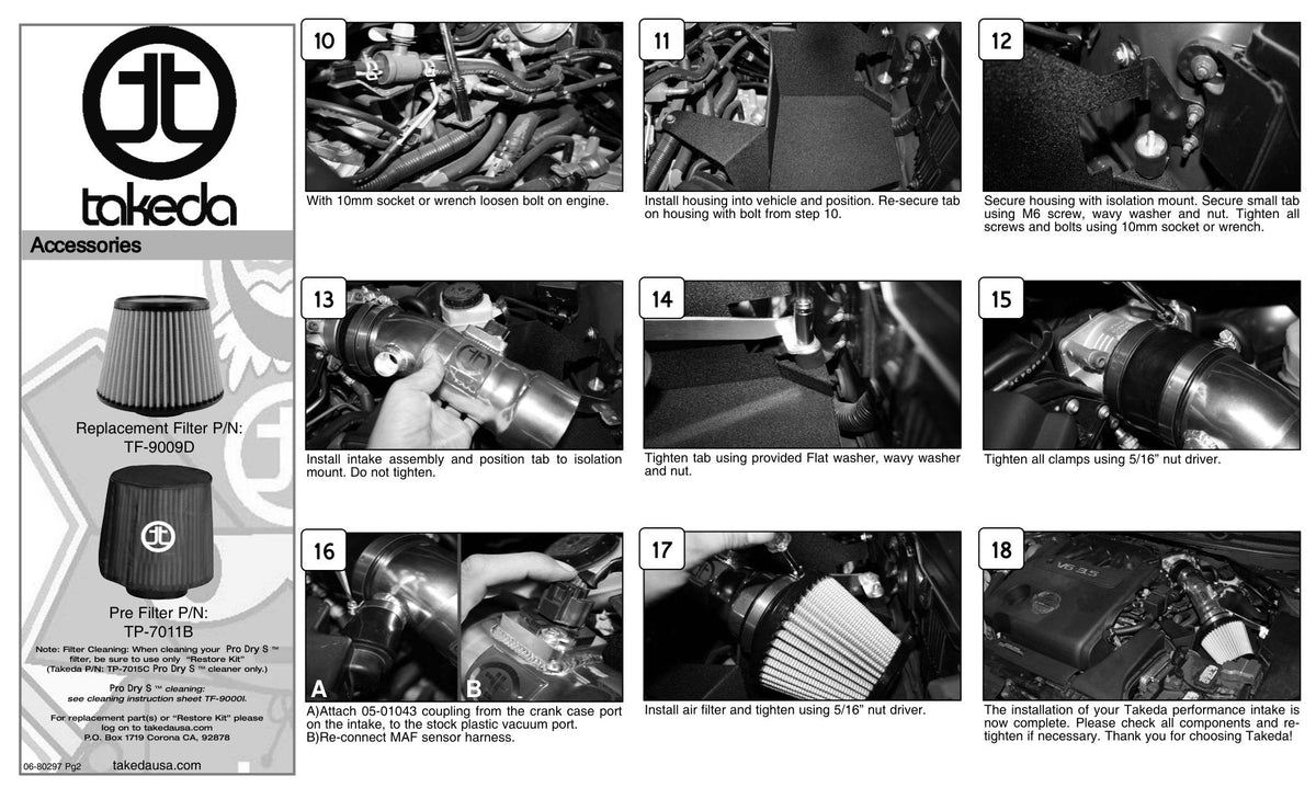 aFe Takeda Intakes Stage-2 PDS AIS PDS Nissan Altima 07-12 V6-3.5L (pol)