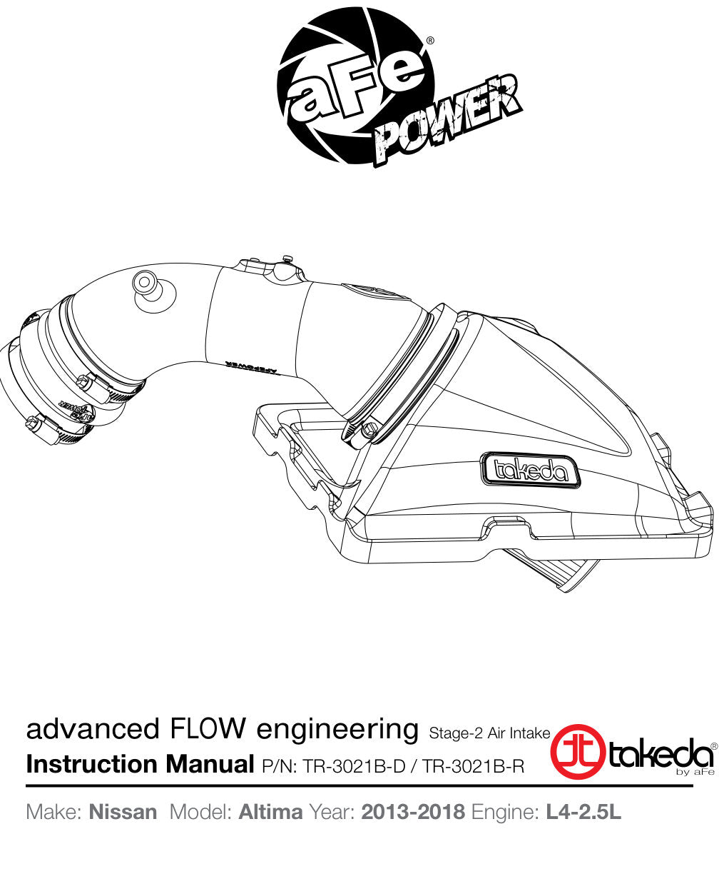 aFe Takeda Stage-2 Pro 5R Cold Air Intake System 13-18 Nissan Altima I4 2.5L