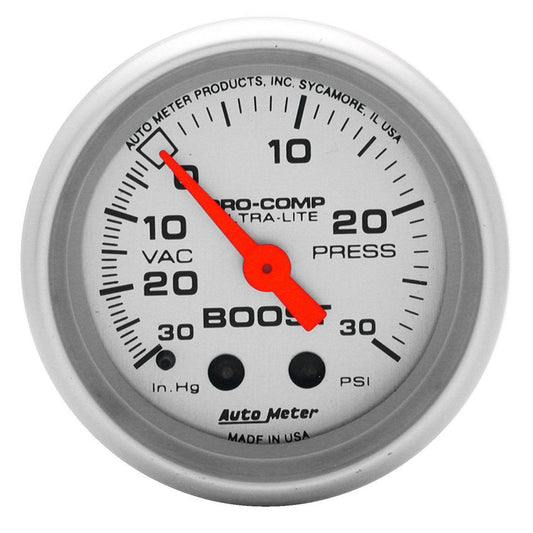 Autometer Ultra-Lite 52mm 30 PSI Mechanical Boost Gauge (4303)