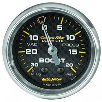 Autometer Carbon Fiber Series 2-1/16'' Boost/Vacuum 30 IN HG/20 PSI Gauge (4701)