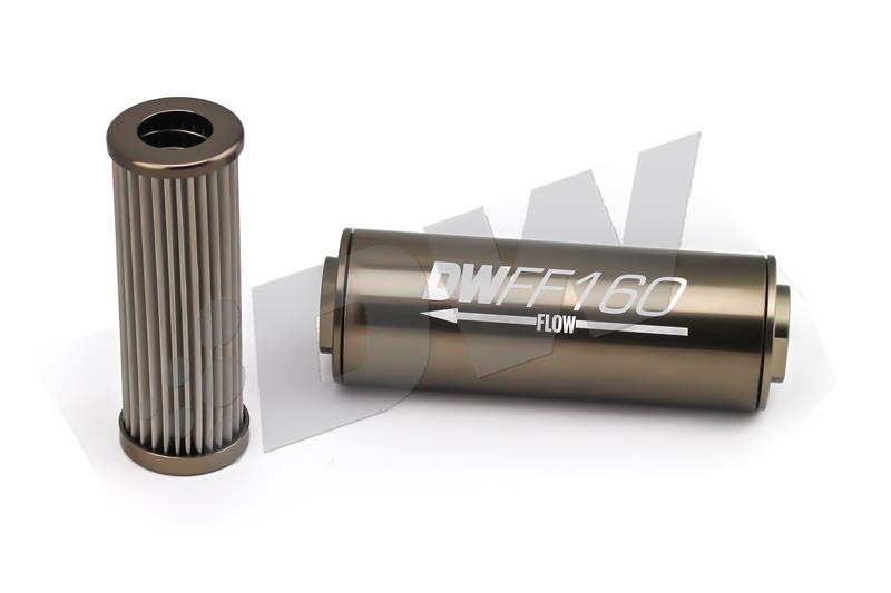 DeatschWerks Stainless Steel 10AN 10 Micron Universal Inline Fuel Filter Housing Kit (110mm)
