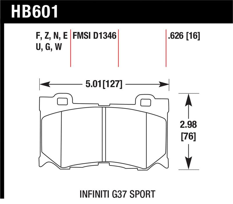 Hawk Infiniti G37 Sport Performance Ceramic Street Front Brake Pads